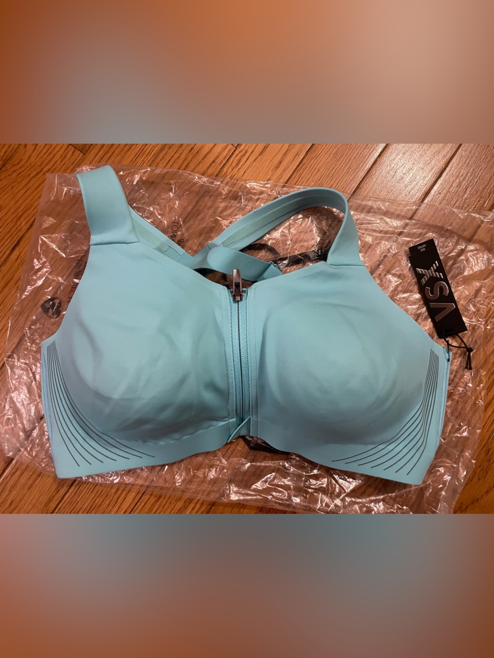 NWT Victoria's Secret VSX High Support Zip Front Racerback Sports Bra 36C Blue